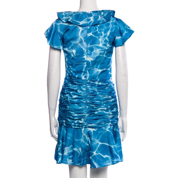 Flor et.al Womens Dante Short Ruched SWIMMING POOL PRINT Cocktail Party Dress 12 - Picture 3 of 4